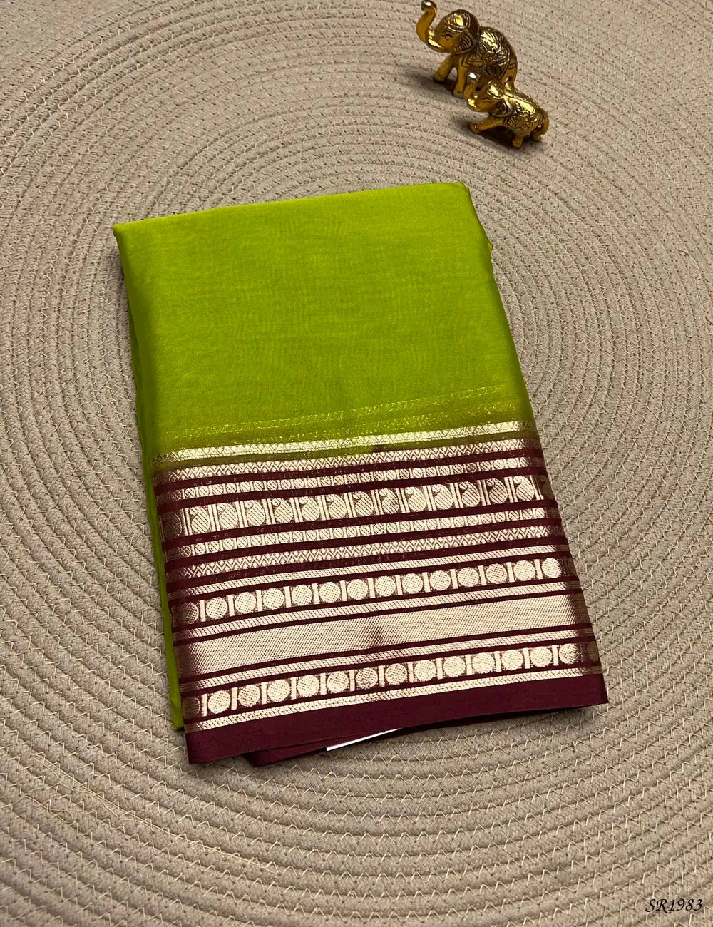 Green & Cinnamon - Mysore Crepe Saree