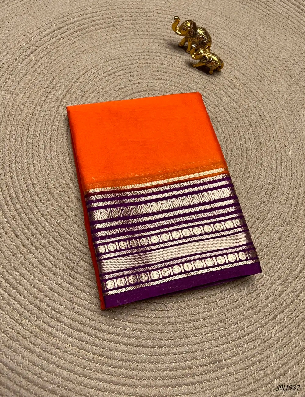 Orange & Purple - Mysore Crepe Saree