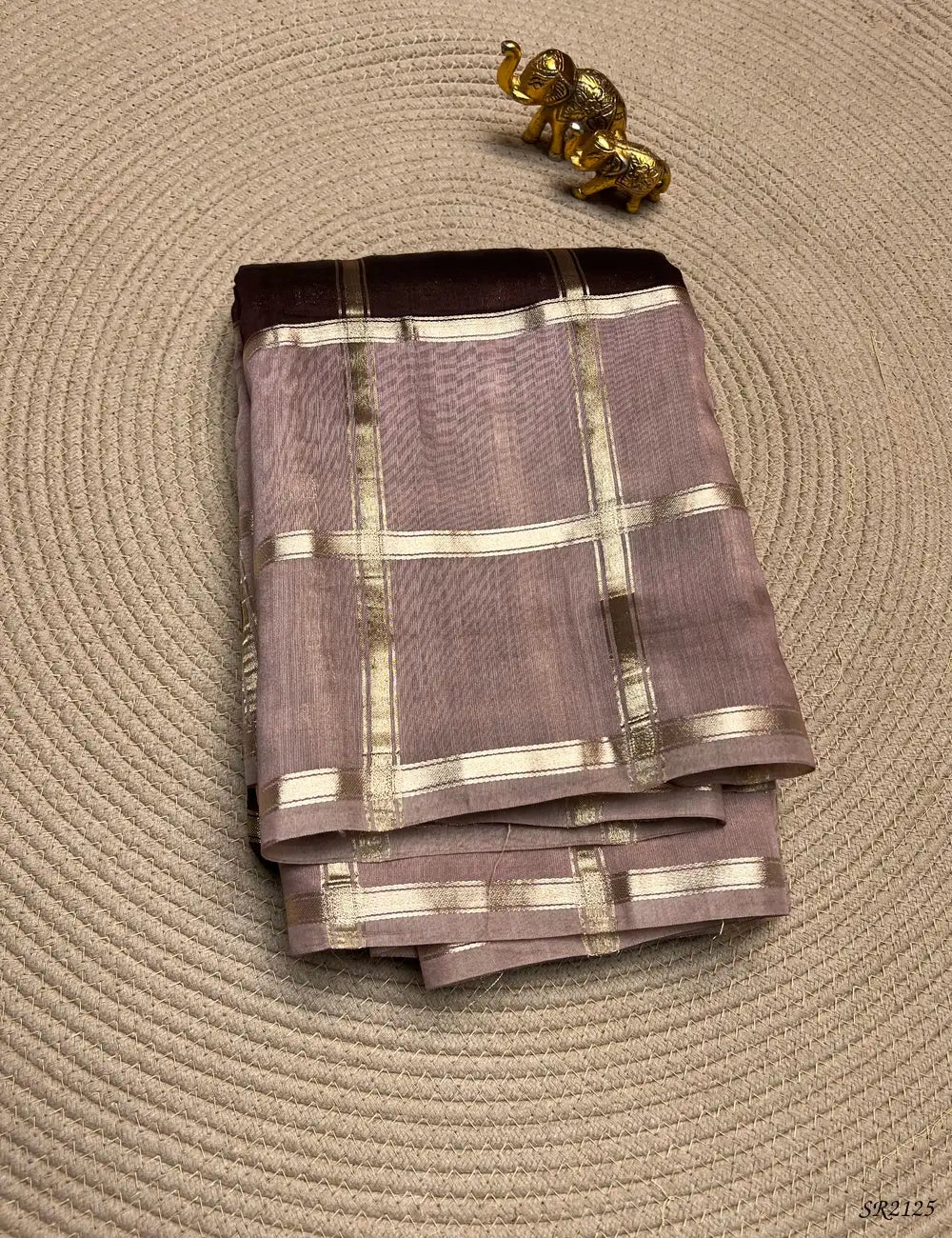 Brown & Cream - Assam Silk Saree